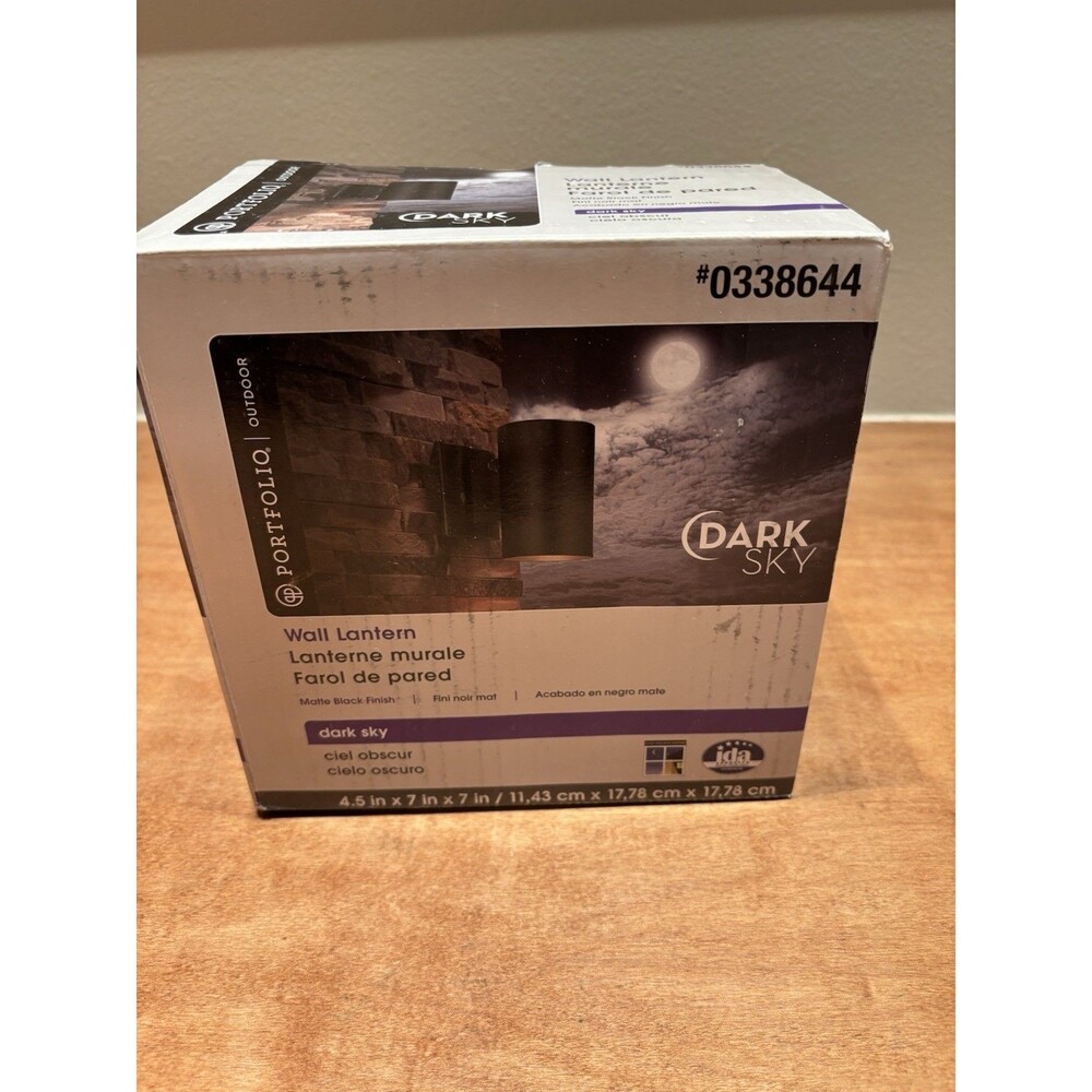 Dark Sky Portfolio Outdoor 0338644 Dark Sky Wall Lantern Matte Black Finish